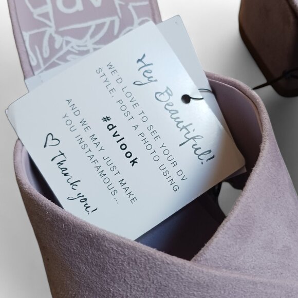 Dolce Vita Lilac Ashli Faux Suede Cross Band Block Heel Mules Sandals  Size 9.5 - Picture 12 of 12